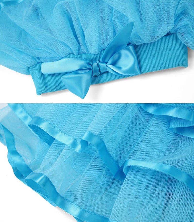 BGFKS 4 Layered Tulle Tutu Skirt for Girls with Hairbow or Birthday Sash,Girl Ballet Tutu Skirt (Blue, 7-10 Years) - Image 4